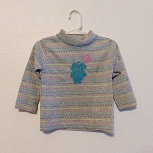 Vintage Healthtex toddler girls long sleeve turtleneck shirt stripes elephant